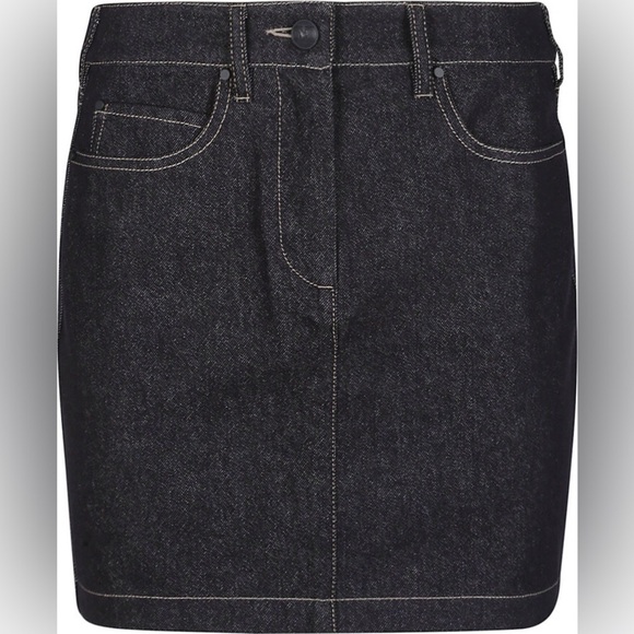 NWT MAX MARA Blue Giubba Denim Miniskirt with Logo Patch - Picture 3 of 16